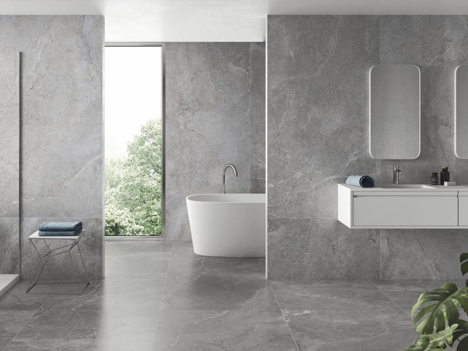 Bliss Large Format Porcelain Grey Bathroom Tiles