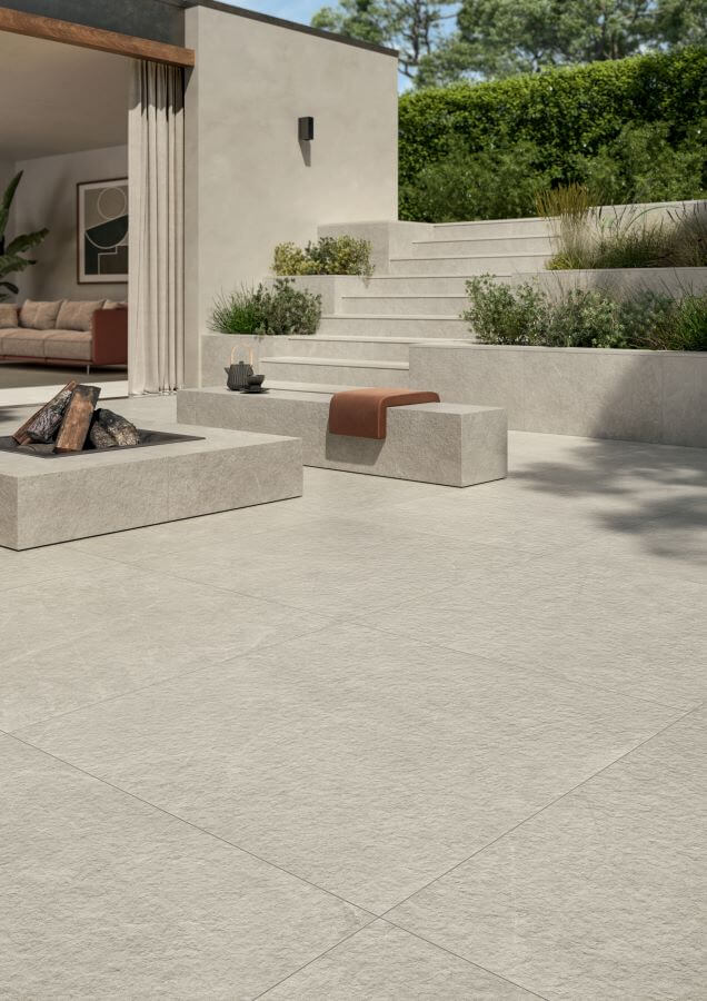 Poise pebble tiles for outdoor closeup