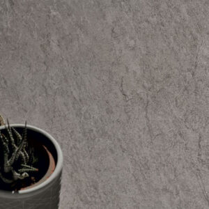 ALPINE-SCORCH-QUARTZ-EFFECT-PORCELAIN-TILE. Image shows brown quartz effect porcelain tile swatch with plants